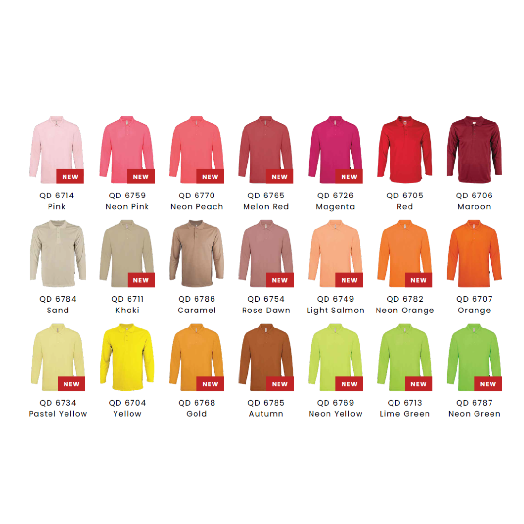 QD67 Long Sleeve Microfibre Polo Shirt - Image 2